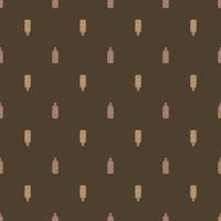 Seamless pattern retro chinese bottle on dark brown background. Geometrical texture template for menu restaurant. vector