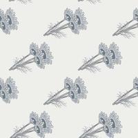 Seamless pattern chamomile on light background. Beautiful ornament summer gray flowers. vector