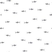 White shark seamless pattern in scandinavian style. Marine animals background. Vector illustration for children funny textile.