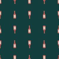 Bottle alcohol seamless pattern. Hand drawn background for menu. vector