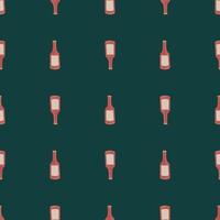 Bottle alcohol seamless pattern. Hand drawn background for menu. vector