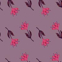 Flower cute seamless pattern. Hand drawn field background. vector