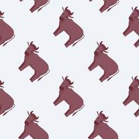 Seamless pattern of bull. Domestic animals on colorful background. Vector illustration for textile.