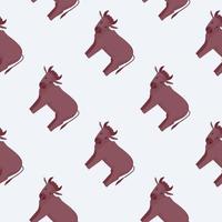 Seamless pattern of bull. Domestic animals on colorful background. Vector illustration for textile.