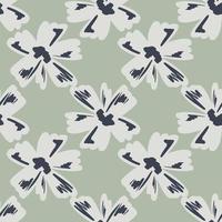Pale tones seamless pattern with hand drawn abstract flower bud elements. Doodle nature print. vector