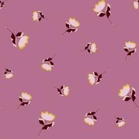 Vintage seamless pattern with wild simple flowers random abstract ornament. Pink background. Doodle design. vector
