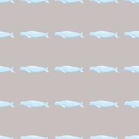 Seamless pattern Beluga on brown background. Template of cartoon character of ocean for children vector