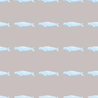 Seamless pattern Beluga on brown background. Template of cartoon character of ocean for children vector