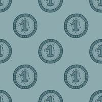 Coins seamless pattern. Hand drawn background from money. vector