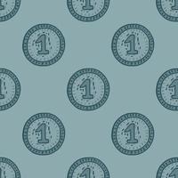 Coins seamless pattern. Hand drawn background from money. vector