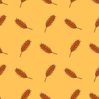 Wheat seamless pattern. Cereal crop sketch. vector