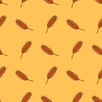 Wheat seamless pattern. Cereal crop sketch. vector