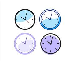 Clock variations, styleTime Variation. Modern vector flat outline