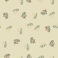 Abstract nature seamless pattern with simple yarrow elements. Beige background. vector