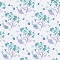 Isolated seamless pattern with blue simple yarrow silhouettes on white background. vector