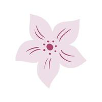 Tropical pink flower isolated on white background. Romantic hand drawn flower. vector