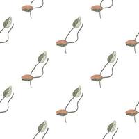 Hand drawn seamless pattern with isolated poppy bud ornament. Flowers backdrop with white background. vector