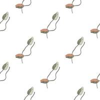 Hand drawn seamless pattern with isolated poppy bud ornament. Flowers backdrop with white background. vector