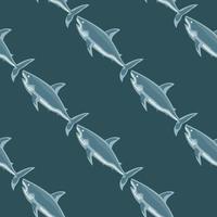 Seamless pattern shark on teal background. Texture of marine fish for any purpose. vector