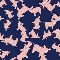 Seamless pattern of pig. Domestic animals on colorful background. Vector illustration for textile.