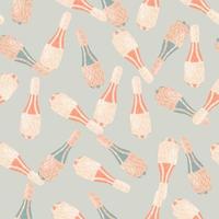 Light tones seamless doodle pattern with random juggler maces elements. Blue pastel background. vector