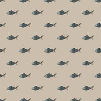 Seamless pattern fish on beige background. Minimalist ornament with sea animals. vector