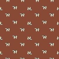 Seamless pattern cow on brown background. Texture of farm animals for any purpose. vector