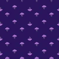 Clouds with lightning of seamless pattern. Cute hand drawn background. vector