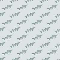 Lemon shark seamless pattern in scandinavian style. Marine animals background. Vector illustration for children funny textile.