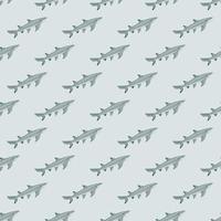 Lemon shark seamless pattern in scandinavian style. Marine animals background. Vector illustration for children funny textile.