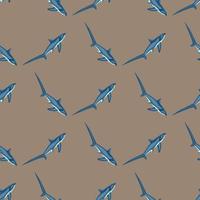 patrón sin costuras de tiburón trillador en estilo escandinavo. fondo de animales marinos. ilustración vectorial para niños textil divertido. vector