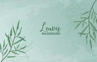 handdrawn green leaves background watercolor effect vector