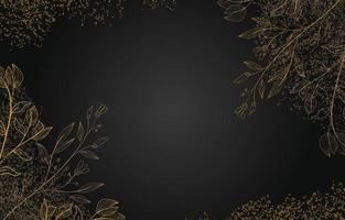 luxury black and gold floral line background vector
