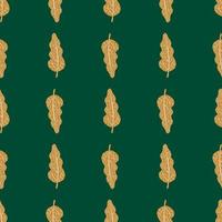 Seamless bright pattern with orange tree silhouettes. Green background. Decorative flat print. vector