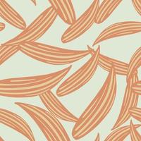 Random abstract seamless botanic pattern with contoured orange lily of the valley ornament. Grey background. vector