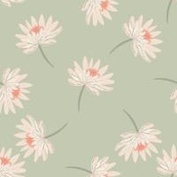 Tonos pastel de patrones sin fisuras con estampado de flores de crisantemo al azar. lindo telón de fondo de flora vintage. vector