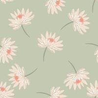 Tonos pastel de patrones sin fisuras con estampado de flores de crisantemo al azar. lindo telón de fondo de flora vintage. vector