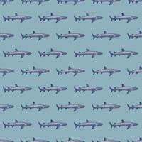 Reef shark seamless pattern in scandinavian style. Marine animals background. Vector illustration for children funny textile.