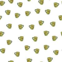 Cute mugs seamless pattern. Background of teatime. vector