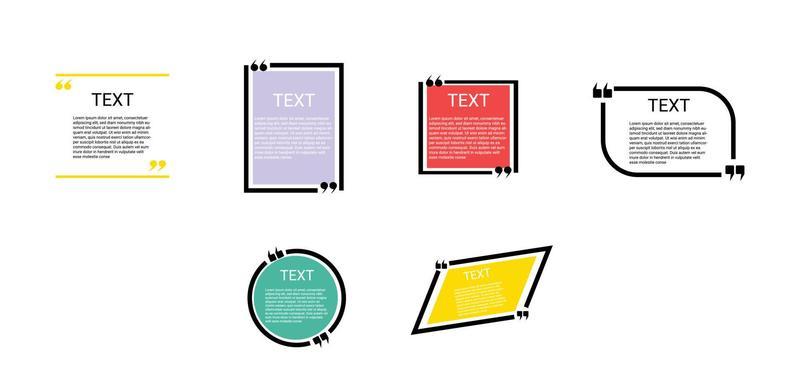 Quotation frame, large set. Empty template for information, quotation bubble, symbols. Banner illustration