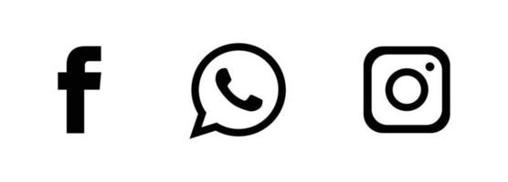 WhatsApp, Facebook Instagram app icons and logos vector