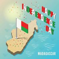 Madagascar Map with Flag in isometric style vector