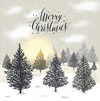 A snowy winter landscape with Christmas trees. vector