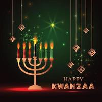 Banner for Kwanzaa with traditional colored and candles representing the Seven Principles or Nguzo Saba . vector