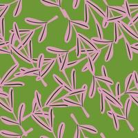 Abstract doodle seamless pattern with decorative pink outline leaves branches ornament. vector