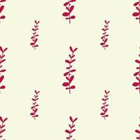 Pink eucalyptus isolated seamless botanic pattern in simple style. White background. Doodle artwork. vector