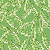 Nature decorative seamless pattern with doodle random abstract leaf shapes. Green pastel artwork. vector
