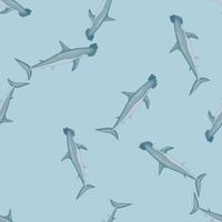 patrón sin fisuras de tiburón martillo en estilo escandinavo. fondo de animales marinos. ilustración vectorial para niños textil divertido.