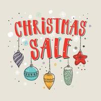 Christmas sale. Vector banner with hand lettering text and decorative elements.