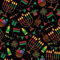 Seamless pattern for Kwanzaa with traditional colored and candles representing the Seven Principles or Nguzo Saba . vector